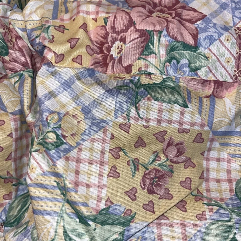 Vintage Top Mates Ellery Cottage Quilt Ruffled Festoon Curtain Valance 72X30 In